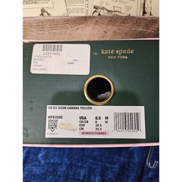 Kate Spade Keds Neon Yellow Canvas Espadrille 8.5 Shoes - Picture 6 of 6